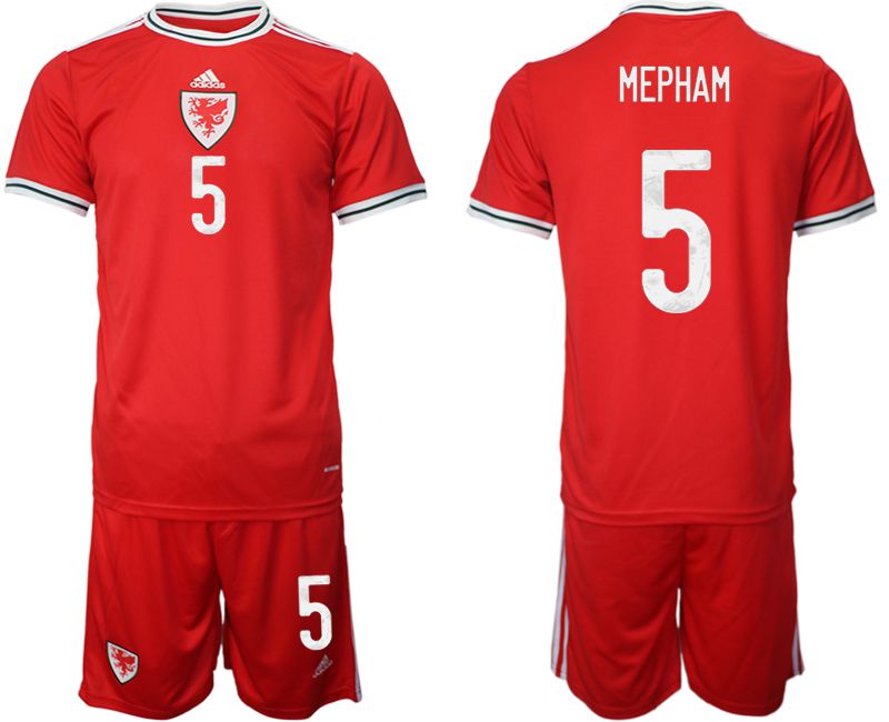 Men 2022 World Cup National Team Welsh home red #5 Soccer Jersey->welsh jersey->Soccer Country Jersey